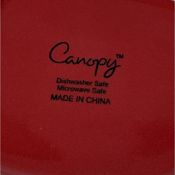 Home Trends CANOPY RED Cranberry Emboss Square Porcelain Soup Cereal Bowls Set 3 - Picture 9 of 16